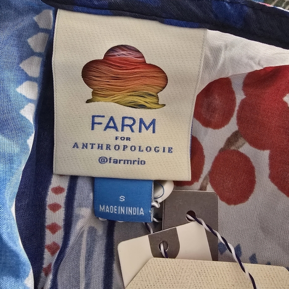 FARM Rio Square Neck Bandana Blue and Green Tropical Midi Dress Size S - Picture 4 of 10